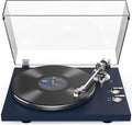 Turntables Belt-Drive Record Player with Wireless Output Connectivity Vinyl Player 33&45 RPM Speed Phono Line Output USB Digital to PC Recording ATN3600L MM Cartridge&Counterweight Dark Blue