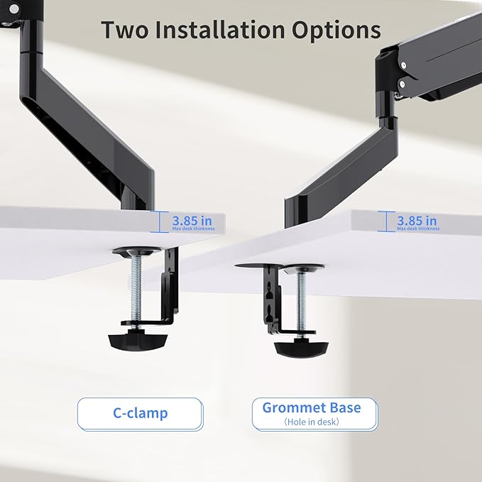 Suptek Single Monitor Mount,Adjustable Gas Spring Monitor Arm Desk Mount Stand Fits 17 20 22 23 24 26 27 32 33 inch,Holds up to 22 lbs, Black(MD18)