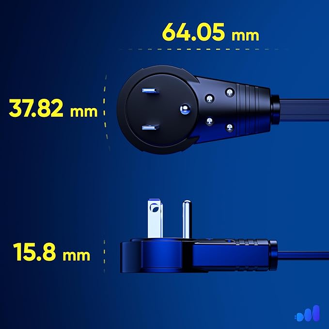 Maximm Cable 25 Ft 360° Rotating Flat Plug Extension Cord/Wire, 16 AWG Multi 3 Outlet Extension Wire, 3 Prong Grounded Wire - Black - UL Certified