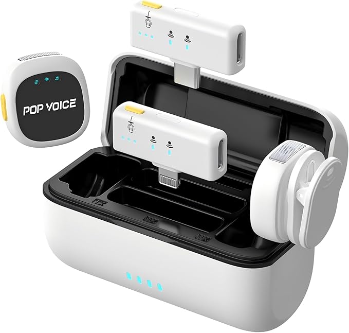 Mini Microphone for iPhone Android, Wireless Mic with 40H Battery, Noise Cancellation, 48KHz 16-Bit, 164ft Range, Magnetic & Clip on Lavalier Microphone for Video Recording, YouTube, Tiktok, Vlogging