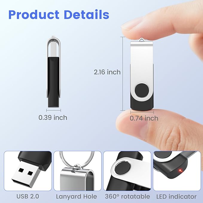 ABLAZE 512MB Flash Drives 500 Pack, USB 2.0 Thumb Drives Bulk Swivel Memory Stick Bulk USB 500 Pack Pendrives 512MB (Black)