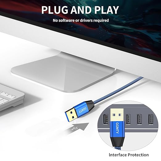 USB to USB Cable 15FT,Durable Braidedfor USB 3.0 Male to Male Type A to Type A Cable Data Transfer Compatible with Hard Drive, Laptop, DVD Player, TV, USB 3.0 Hub, Monitor, Camera, Set Up Box and More