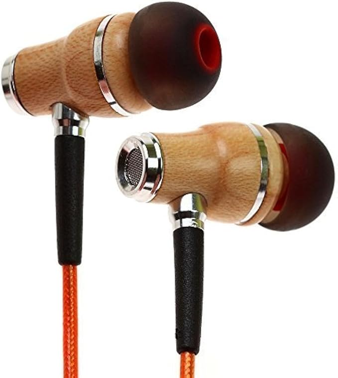 Symphonized Premium Wooden Earphones Wired (3.5mm Jack) Deep Bass Sound, 3D Sound, Microphone Volume Control, 90% Noise Cancelling for Type C Devices. Earphones for Android