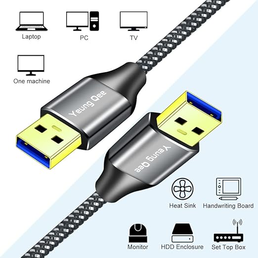 USB 3.0 A to A Male Cable 3 ft,Super Speed Type A Male to Male Cable USB 3.0 Double End USB Cord for Hard Disk, Cameras,Laptop Cooler, DVD Player and More (3FT/1M)