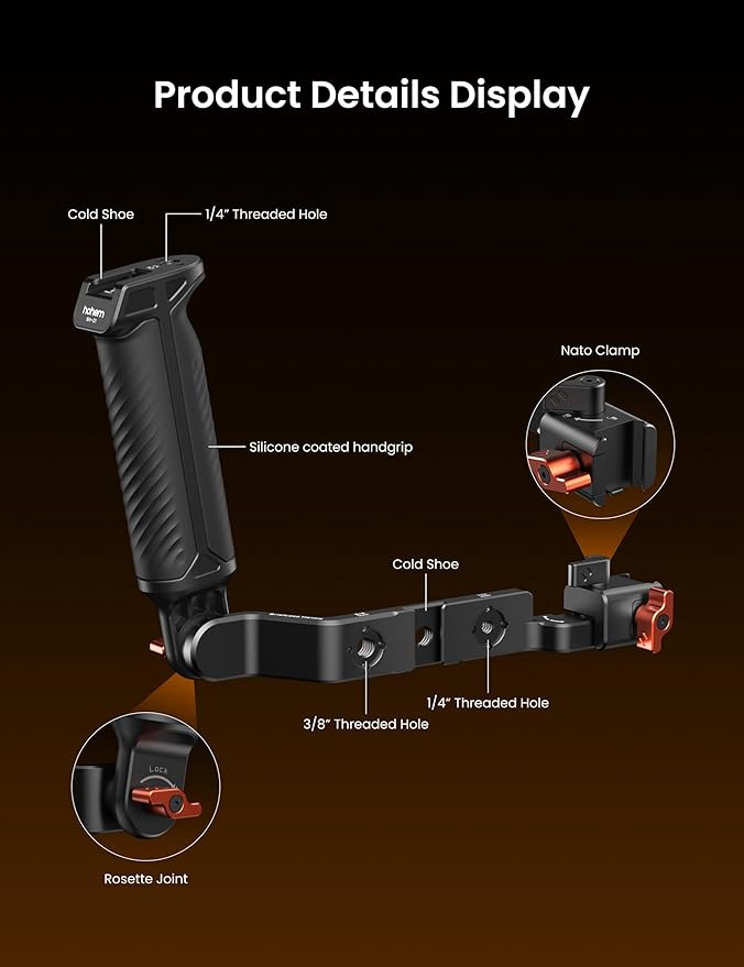 hohem Adjustable Sling Handgrip Gimbal Sling Handle for iSteady M7/iSteady M6/iSteady MT2, Ergonomic Grip for Low Angle Shots, L-Shaped Lever, BH-01
