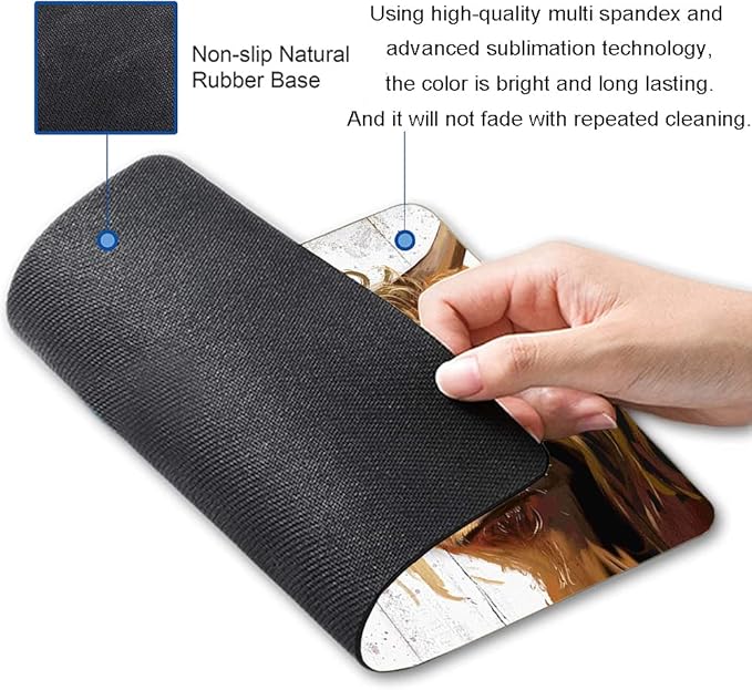Floral Mouse Pad, Cute Flowers Mouse Pad, Square Mouse Mat Waterproof Mousepad Non-Slip Rubber Base Mouse Pads for Office Laptop Women, Cow