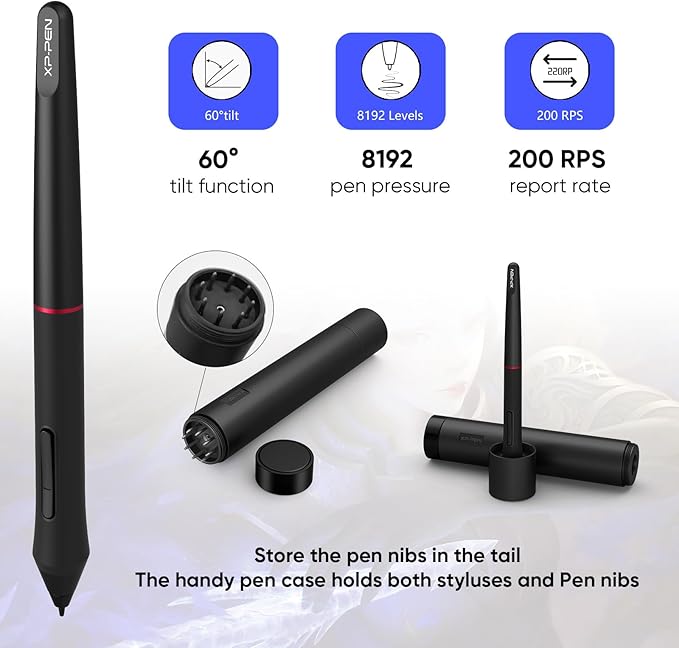 XPPen Artist 24 Pro 2.5K QHD Drawing Tablet with Screen,16.7M Colors Graphics Tablet with 8192 Pen Pressure Battery-Free Tilt Stylus & 20 Shortcut Keys for Windows, Mac, Chrome, Linux, 23.8"