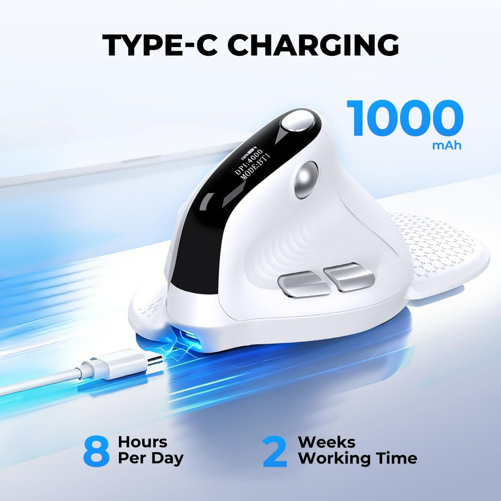 DELUX Seeker Ergonomic Vertical Wireless Mouse with OLED Screen (M618XSD)