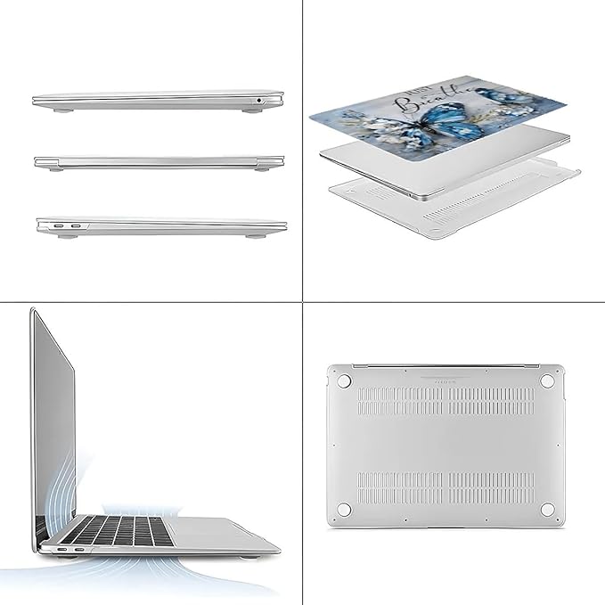 Compatible with MacBook Air 13.3 13.6 Inch Case 2022 2021 2020 2019 Plastic Hard Shell Case Cover,13.3 Pro(A1706/A1708/A1989/A2159/A2289/A2338), Butterfly