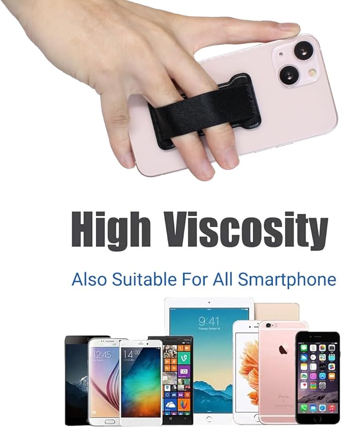 Phone Grip Strap Holder for Hand, Universal Finger Strap Phone Holder, Finger Selfie Grip Compatible with Most Smartphones (Black Darkpurple) - 2Pack