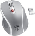 D-09 Wireless Mouse for Laptop - Ergonomic Plus Computer USB Cordless Mice, Ergo Grips, Lightspeed 5-Level 2400 DPI, 16 Months Battery Life, Portable for PC Mac Chromebook, 6 Button, Mithril