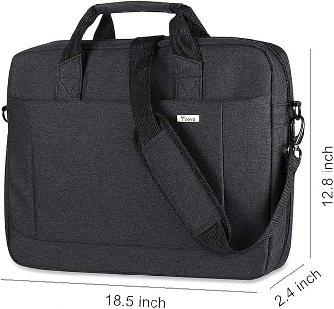 Voova Laptop Bag Case 17 17.3 Inch Computer Sleeve Messenger Bag with Shoulder Strap Expandable Waterproof Large Capacity Business Briefcase for Work Travel Fit 17-18” Laptop, Men Women, Black