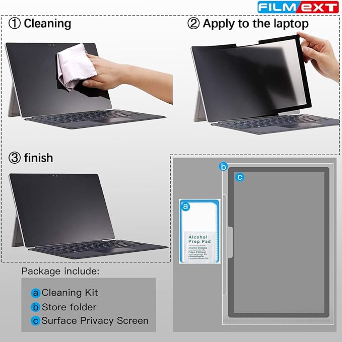 FILMEXT Privacy Screen for Microsoft Surface Laptop 15 inch 7th Model 2037/2108, Removable Anti-Spy Filter Anti-Glare (for Surface Laptop 7th 15" Privacy Screen Protector 2024)