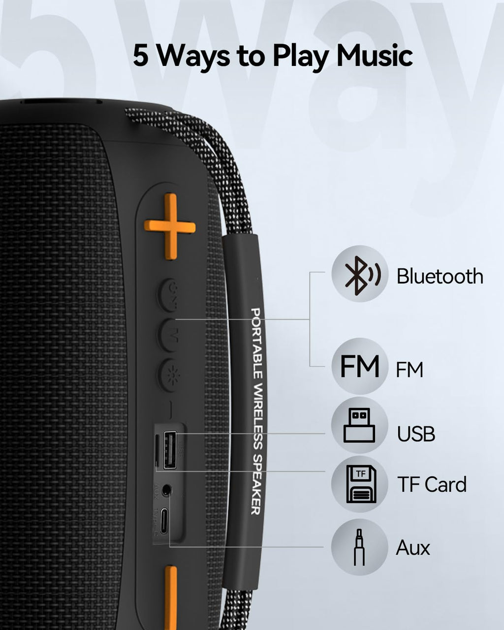 PUREMIC Portable Bluetooth Speaker with Light, Waterproof Karaoke Machine for Adults & Kids, Loud Sound and Deep Bass, Up to 8H Playtime, Support Bluetooth/AUX/USB for Home, Party, Outdoor and Travel