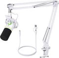 MAONO XLR/USB Dynamic Microphone Kit, RGB Podcast Mic with Software, Mute, Gain Knob, Volume Control, Boom Arm for Streaming, Gaming, Voice-Over, Recording-PD200XS White