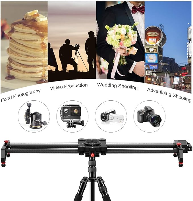 GVM Motorized Camera Slider, 31" Carbon Fiber Dolly Rail Camera Slider with Time-Lapse Photography, Tracking Shooting and 120 Degree Panoramic Shooting for Most Cameras, with Remote Controller