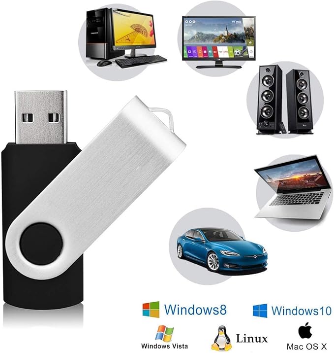 KEXIN 100 Pack 8 GB Flash Drive Bulk USB Flash Drive Thumb Drive Bundle USB Flash Drives Swivel Design Memory Stick USB 2.0 Black