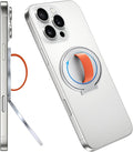 Grat 3 Magnetic Phone Grip Kickstand, [Durable Silicone Strap] 360° Rotatable Phone Loop Holder, Detachable Thin Ring Stand Compatible with Magsafe iPhone 16 15 14 13 12 Pro/max, Silver