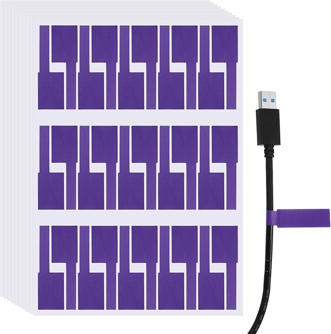 uxcell 300 Pcs Cable Labels, Waterproof Wire Cord Labels Tags, Cord Organizer Management Tags for Charger Cable Organizer Wire Markers Printer and Handwriting, Purple
