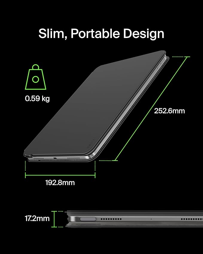 Belkin Pro Keyboard Case w/Magnetic Stand, Backlit Bluetooth Keyboard, Multi-Gesture Controls, Magnetic Apple Pencil Storage Compatibility, & Multimedia Keys for iPad Pro 12.9" & iPad Air 13" - Black