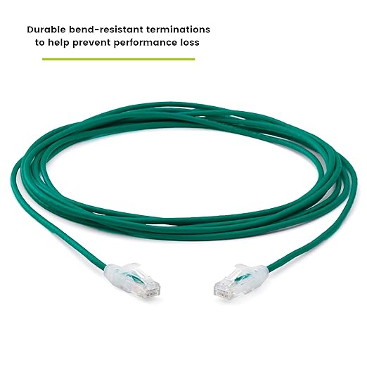 TRUECABLE Cat6 Component Rated Patch Cable, Unshielded (U/UTP), 14ft, Green, 28AWG Solid Copper, Snagless 10G High-Speed Ethernet Cable, PoE++ 4PPoE 100W, UL Listed, RoHS-3, 1 Pack