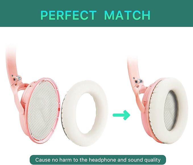 Replacement Ear Pads for Bose QuietComfort 35 (QC35) & Quiet Comfort 35 II (QC 35 ii) Headphones, EarPads Cushions with Noise Isolation Memory Foam, Softer Protein Leather, Added Thickness