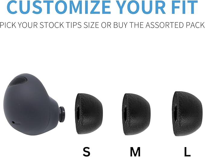 Comply TrueGrip | Premium Memory Foam Replacement Earbud Tips for Samsung Galaxy Buds2 Pro | Enhanced Comfort, Secure Fit, Superior Noise Isolation, Cleaning Tool | Black, Medium (3 Pairs)