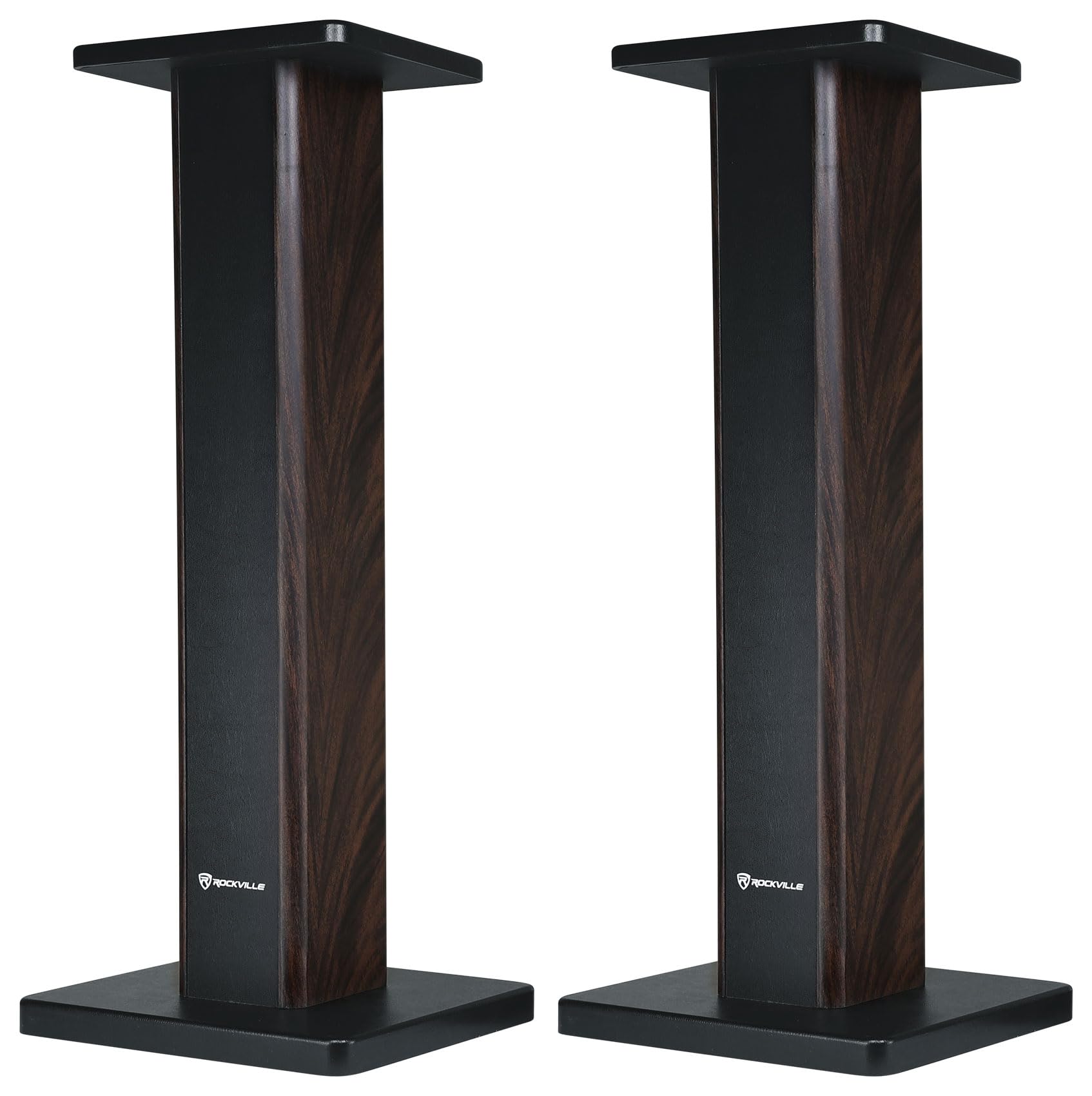 Rockville RHT28D Pair 28" Bookshelf Home Theater Speaker Stands, Dark Wood