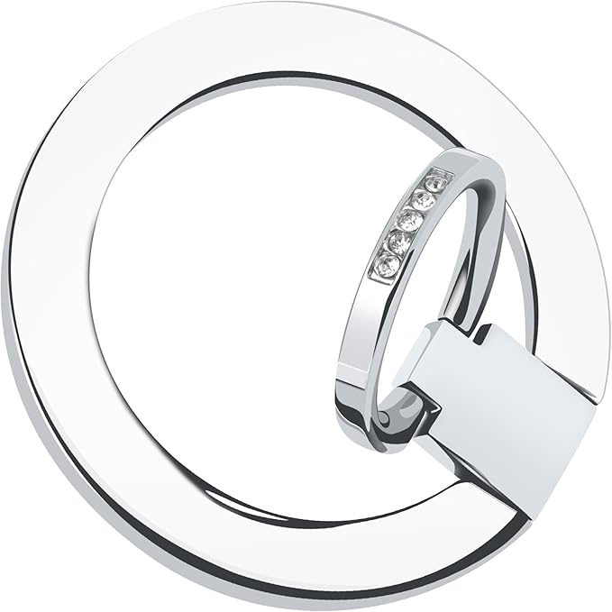 Magnetic Phone Grip for MagSafe, EI Sonador Magnet Phone Ring Holder, Removable, Compatible with iPhone 14 Plus 13 12 Pro Max Mini (Diamond Silver)