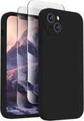 FireNova Designed for iPhone 13 Case, Silicone Upgraded [Camera Protection] Phone Case with [2 Screen Protectors], Soft Anti-Scratch Microfiber Lining Inside, 6.1 inch, Black