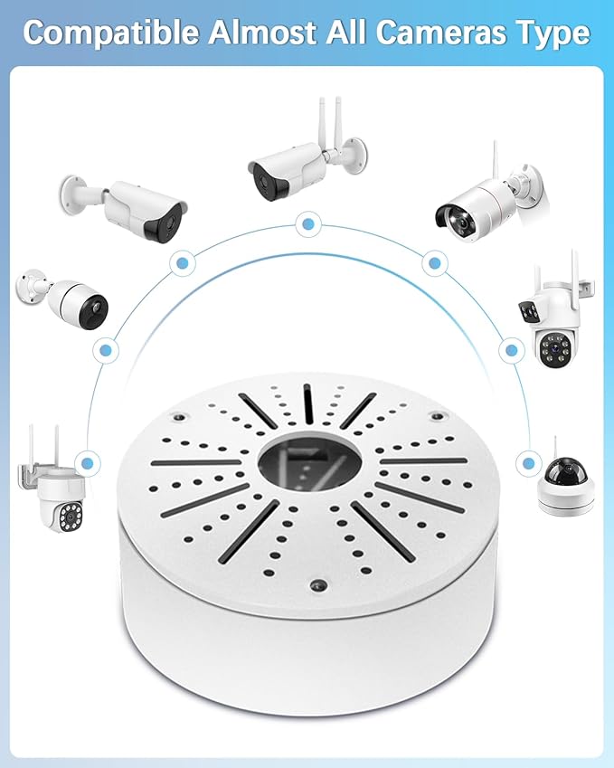WEILAILIFE 【Compatible Almost All Cameras Type】 Universial Camera Junction Box Metal Universal Bullet Security Camera Junction Box Mount Bracket, Metal Indoor/Outdoor Camera Junction Box