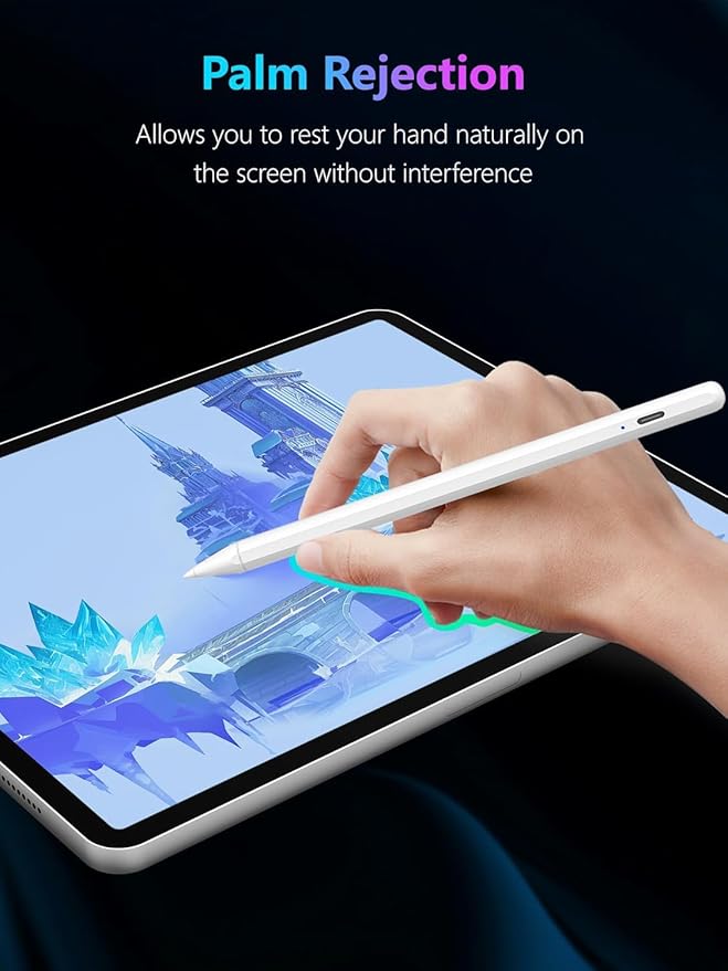 Stylus Pen for Apple iPad (2025-2018),Sensitivity Palm Rejection Fast Charge Stylus Pencil,iPad Pencil for iPad A16 11/10/9/8/7/6th & iPad Pro 13/12.9/11(M4) & Air 13/11(M3/M2) & Mini A17 Pro/6/5