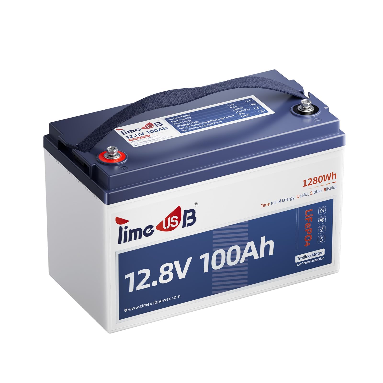 Timeusb 12V 100Ah Trolling Motors LiFePO4 Lithium Battery Group 31 with Low-Temp Protection, 15000 Deep Cycle Marine Batteries with 100A BMS Perfect for Marine,RV, Solar, Travel Trailer