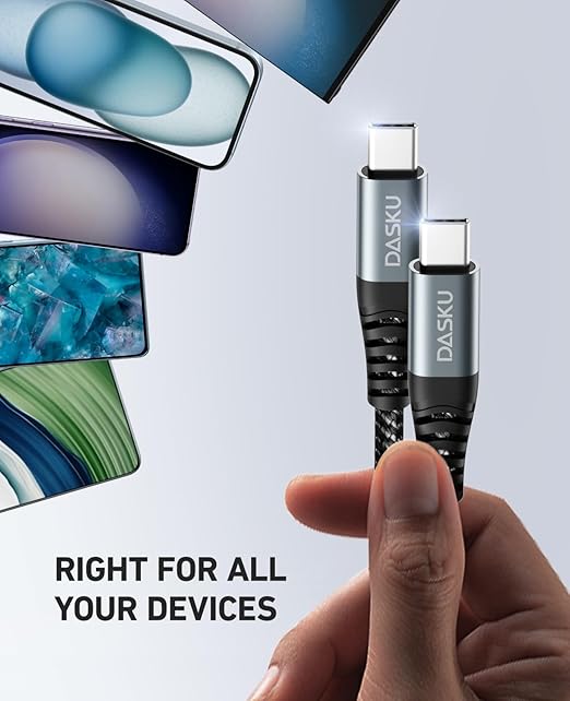 Dasku iPhone 16 USB C to USB C Fast Charging, 60W(3.1A) 2 Pack 3FT Charging Cord Type C Charger Cable for iPhone 16/15/15 Plus/15 Pro Max, MacBook Pro, iPad Pro Air, Samsung S24/S24 Ultra/S23