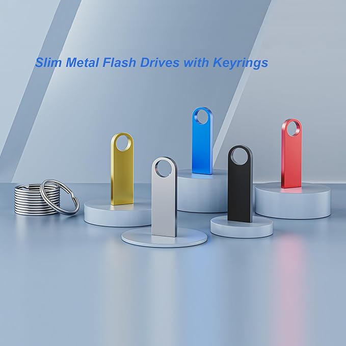 20 Pack 32GB USB Flash Drive with Keychains, Wooolken Sleek Metal USB 2.0 Thumb Drives Memory Stick for PC Laptop Computer(Gold)