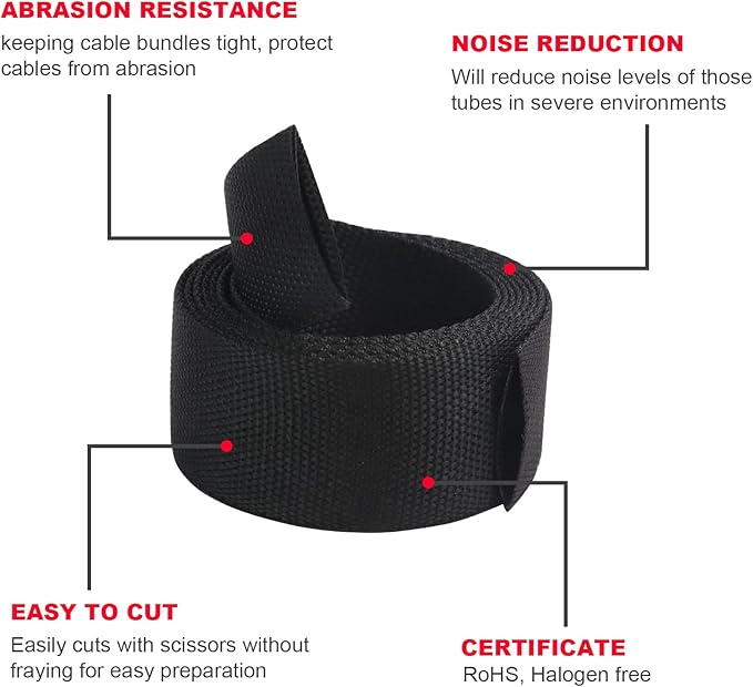 Heat Shrink Wire Loom 2:1 Shrinkable Braided Cable Sleeve 1/4 Inch ID-46ft Abrasion Protection Flexibility Fabric Wiring Harness Cover Sheath