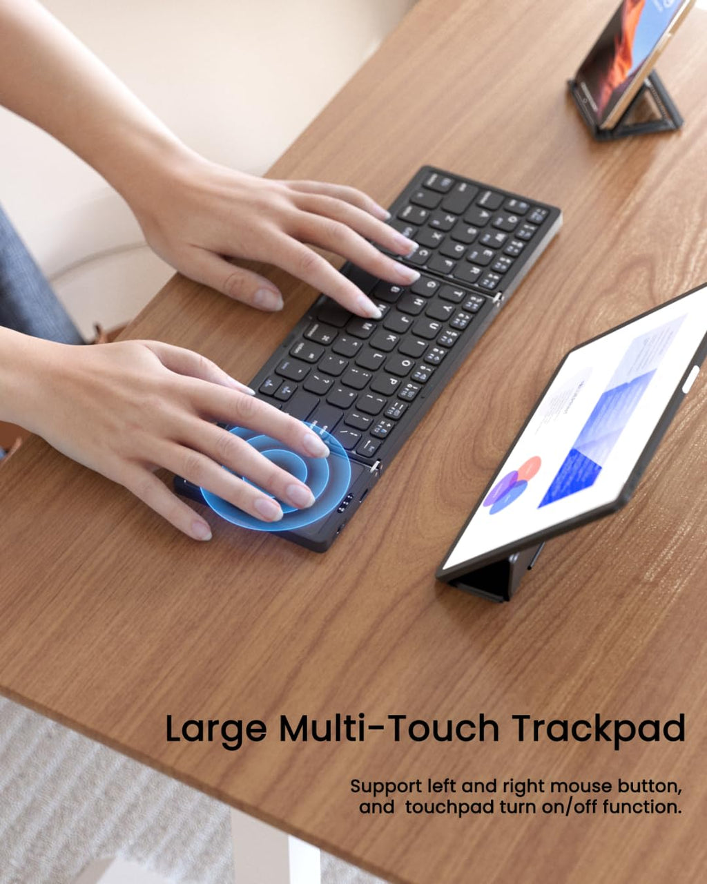 Artciety Foldable Bluetooth Keyboard, Folding Portable Wireless Keyboard with touchpad,Travel Pocket Keyboard for iOS Android Windows Mac Smartphone Tablet & Laptop, Sync Up to 3 Devices, Black