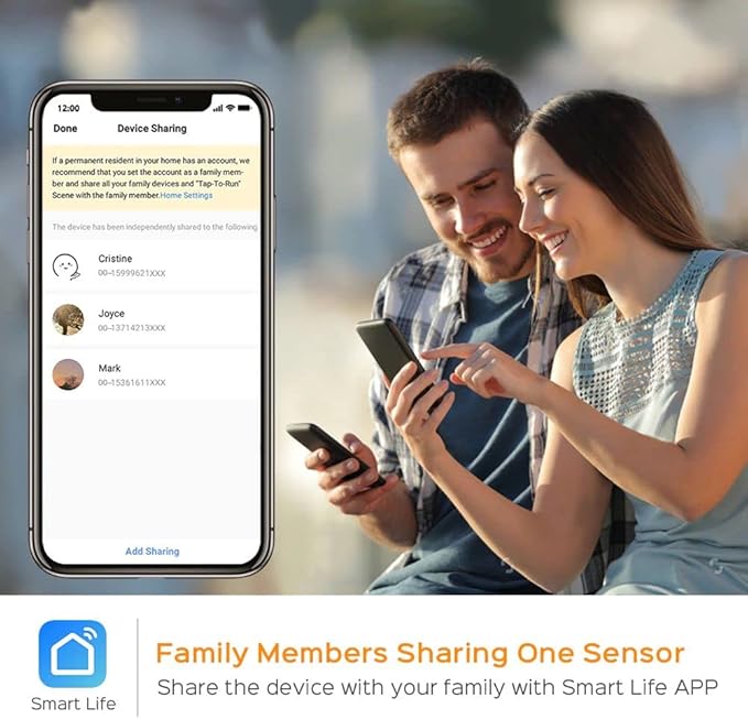 EVERSECU Tuya Smart WiFi Door Sensor Open / Close Detector App Notification Battery Operated, Compatible with Amazon Alexa, Google Assistant, No Need Hub