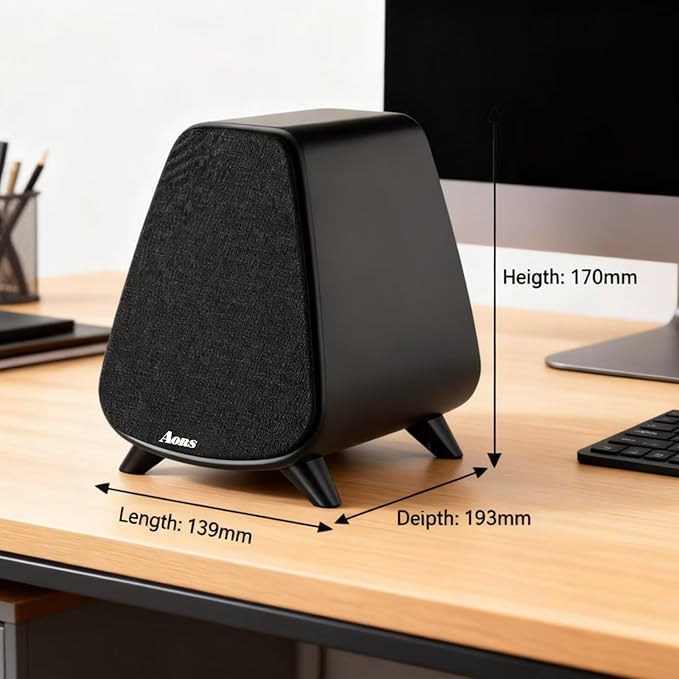 AS31 Active Bookshelf Speakers – 80W RMS 2-Way Stereo / 3″ Long-Stroke Woofer & 20 mm Silk Dome Tweeter – Bluetooth 5.3, RCA + Optical Inputs, Sub-Out & Remote Control – Wooden（Black）