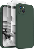 FireNova Designed for iPhone 13 Case, Silicone Upgraded [Camera Protection] Phone Case with [2 Screen Protectors], Soft Anti-Scratch Microfiber Lining Inside, 6.1 inch, Alpine Green