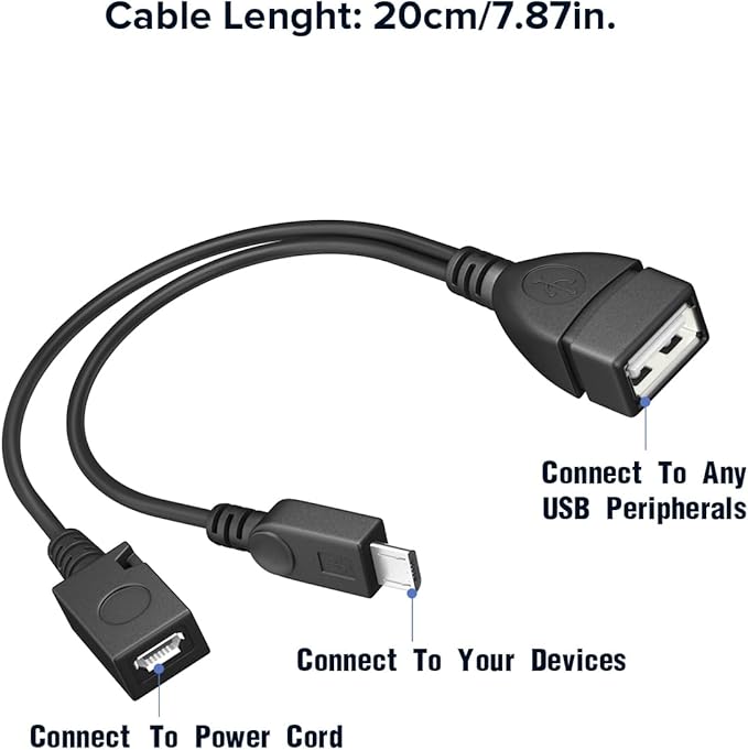 ANDTOBO 2-in-1 Micro USB (OTG Cable with Power) Adapter Replacement for Fire Stick 4K /Host Devices/PlayStation Classic etc- 2 Pack
