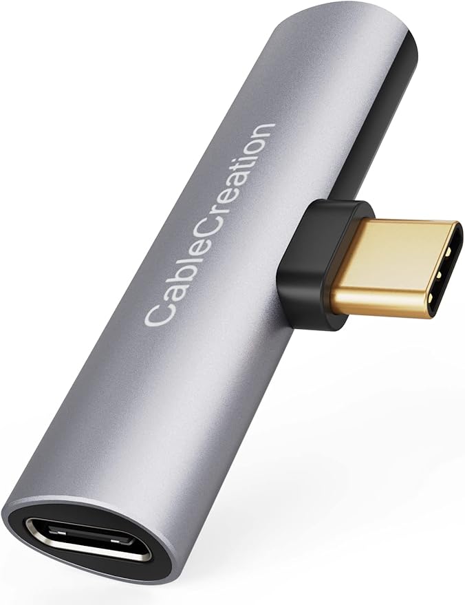CableCreation USB C Splitter, 2-in-1 USB C Audio and PD Charging Adapter, Type C Aux Cord Compatible with New iPad Pro, MacBook, iPhone 16 15, Galaxy S9/S10/S20/S21 Ultra/S22/S23/S24, Pixel 9/8/7/6+