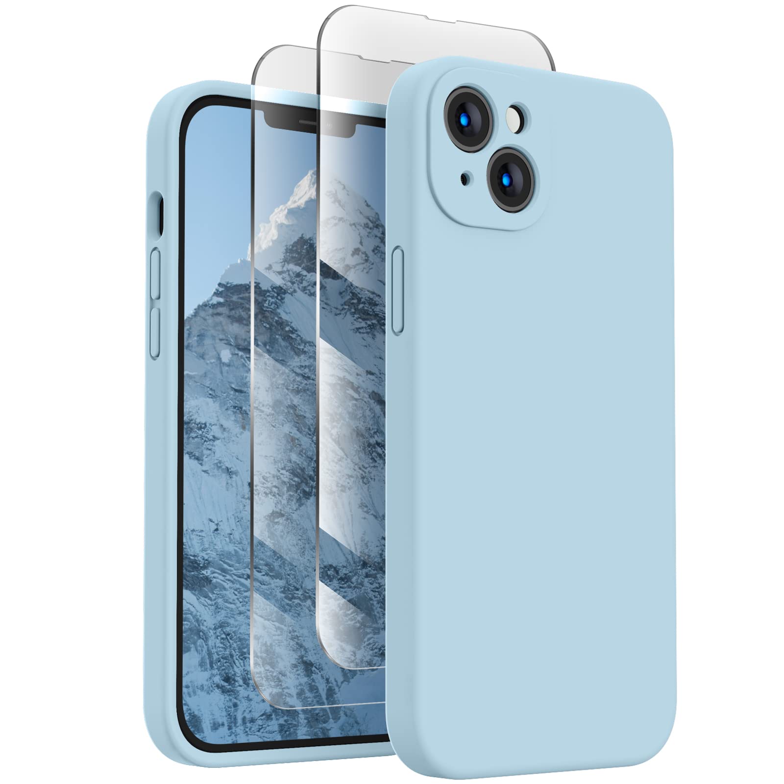 FireNova Designed for iPhone 13 Case, Silicone Upgraded [Camera Protection] Phone Case, Soft Anti-Scratch Microfiber Lining Inside, 6.1 inch, Sky Blue