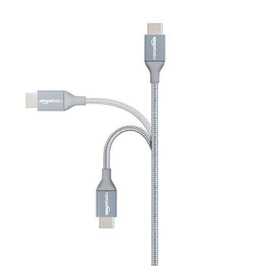 Amazon Basics USB-C to USB-A 2.0 Fast Charger Cable, Nylon Braided Cord, 480Mbps Speed, USB-IF Certified, for Apple iPhone 16/15, iPad, Samsung Galaxy, Tablets, Laptops, 6 foot, Dark Grey
