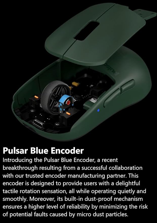 Pulsar Gaming Gears X2H Wireless Gaming Mouse, Founder's Edition, Ultra Lightweight 1.90 oz (54 g), Symmetrical, Optical Switch, 2.4 Ghz 1 ms, 26000 DPI, PAW3395 Sensor (Medium, Wireless, Green)
