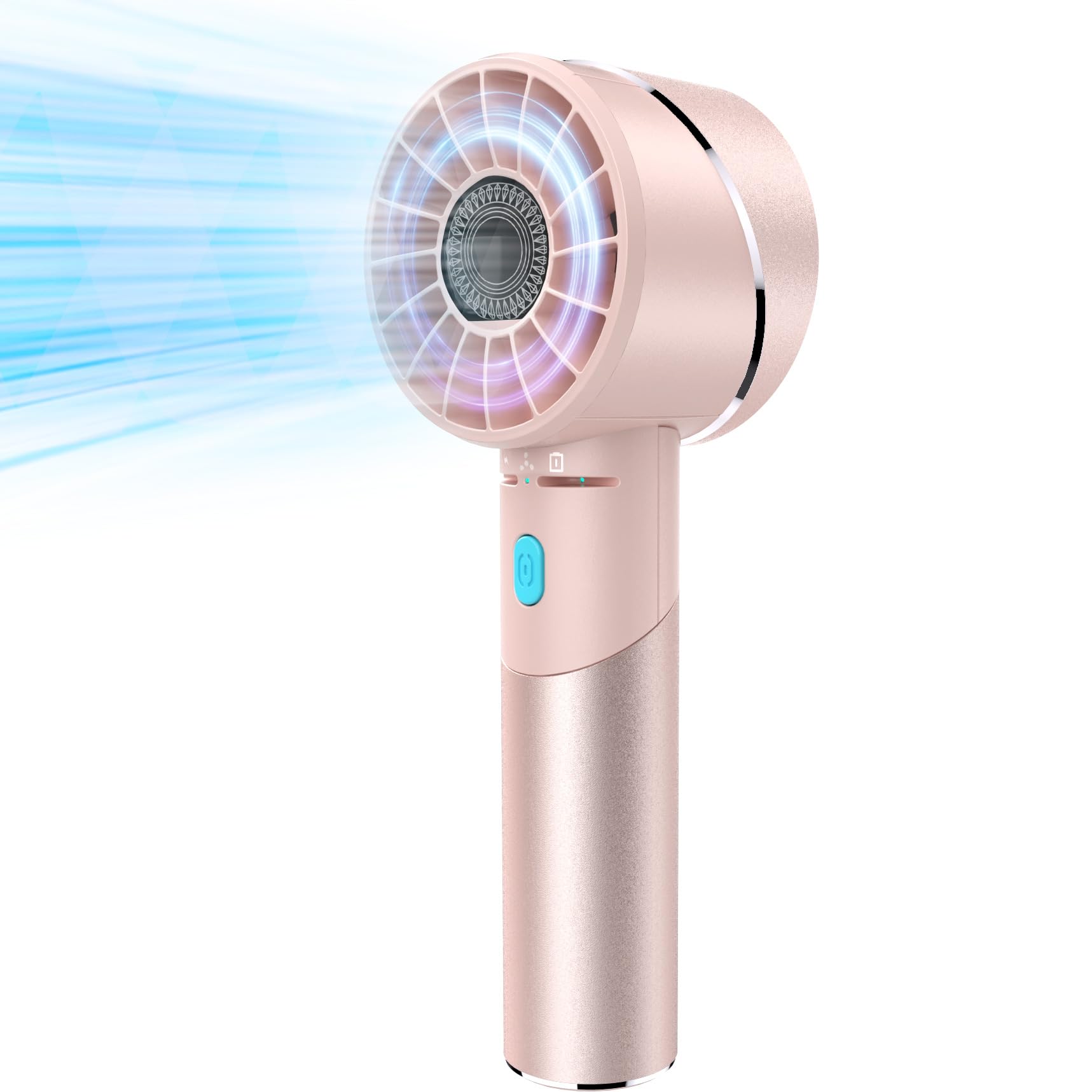 Handheld Fan, Mini Small Portable Turbo Fan, USB Type-C Rechargeable with 4 High Speeds Personal Fans, Max 16 Hours Working Time, Small Hand Fan for Travel, Camping, Office, Home, Outdoor - Pink, G3