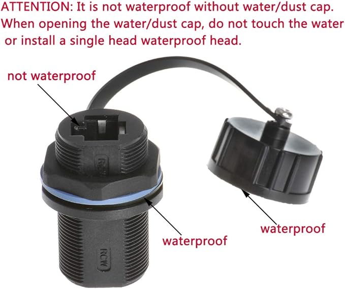 Panel Mounting Shielded RJ45 Waterproof Cat5/5e/6 8P8C Connector Ethernet LAN Cable Connector Double Head Coupler Adapter Female to Female with Waterproof/Dust Cap