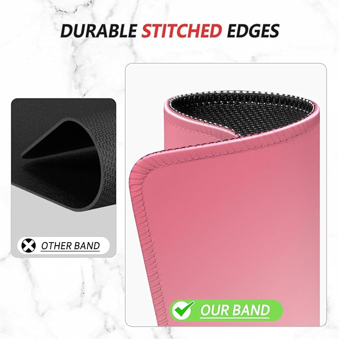 ITNRSIIET Mouse Pad Non-Slip Rubber Base Smooth Surface Stitched Edges Waterproof Durable Compatible with All Mice for Office & Gaming, Desk Accessory, 10.2x8.3x0.12 inch, Rose Gradient