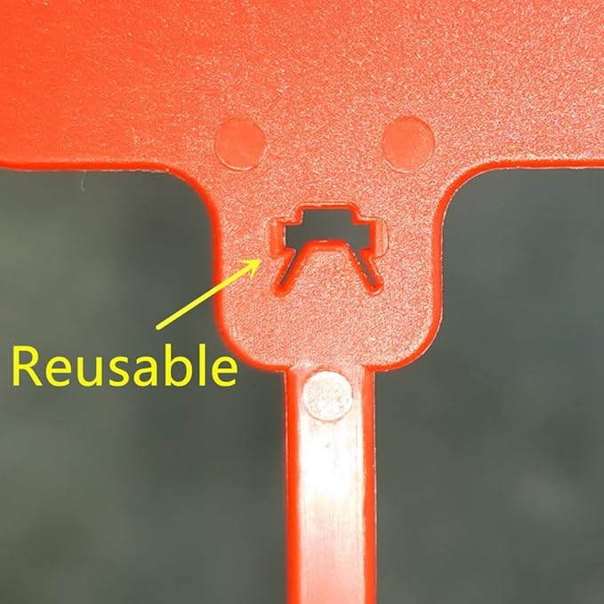 100pcs Reusable Blank Plastic Tags Ties Key Tags 1.45"*2.48" Serrated Tension Sealing Strap with Large Label Plastic Tie Mark Label Waterproof Hang Sign Write on Tag (Red, 100pcs)