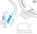 120 Pcs XHF Adhesive Cable Wire Clips White, Cable Staples Outdoor Cable Management Wire Organizer Cord Holder for Under Desk, Car, Wall, TV PC Ethernet Cable